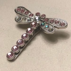 Dragonfly barrette in pink, green, and silver!
